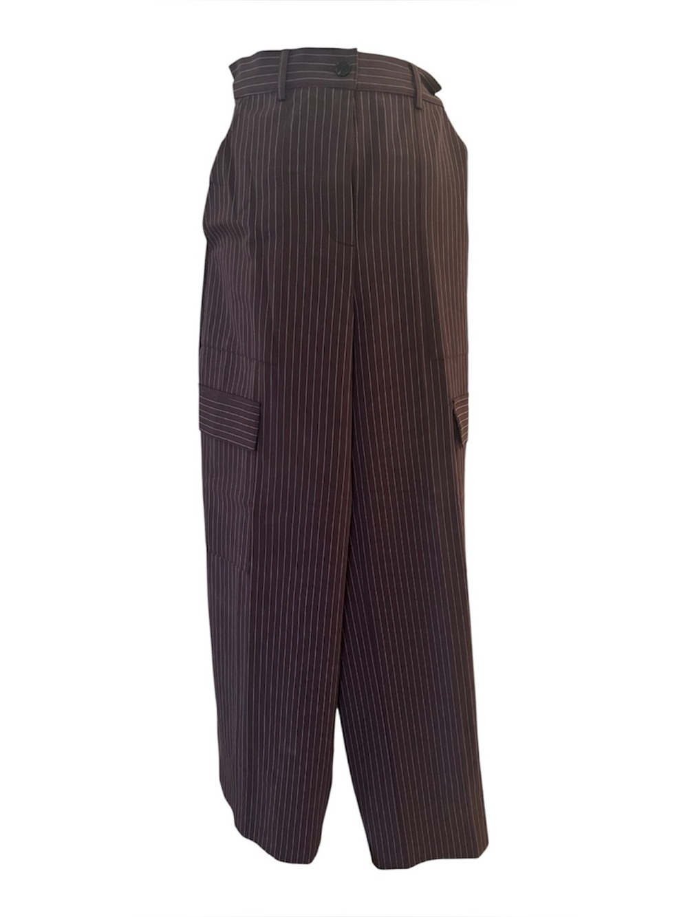 Skies Are Blue Chocolate Brown Pinstripe Trousers